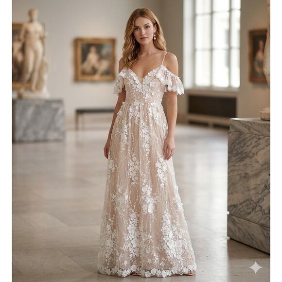 Piccola Bella Southampton Dresses & Skirts - Piccola Bella Southampton Gown S/M White Whimsy Lace Wedding Bridal Bridesmaids